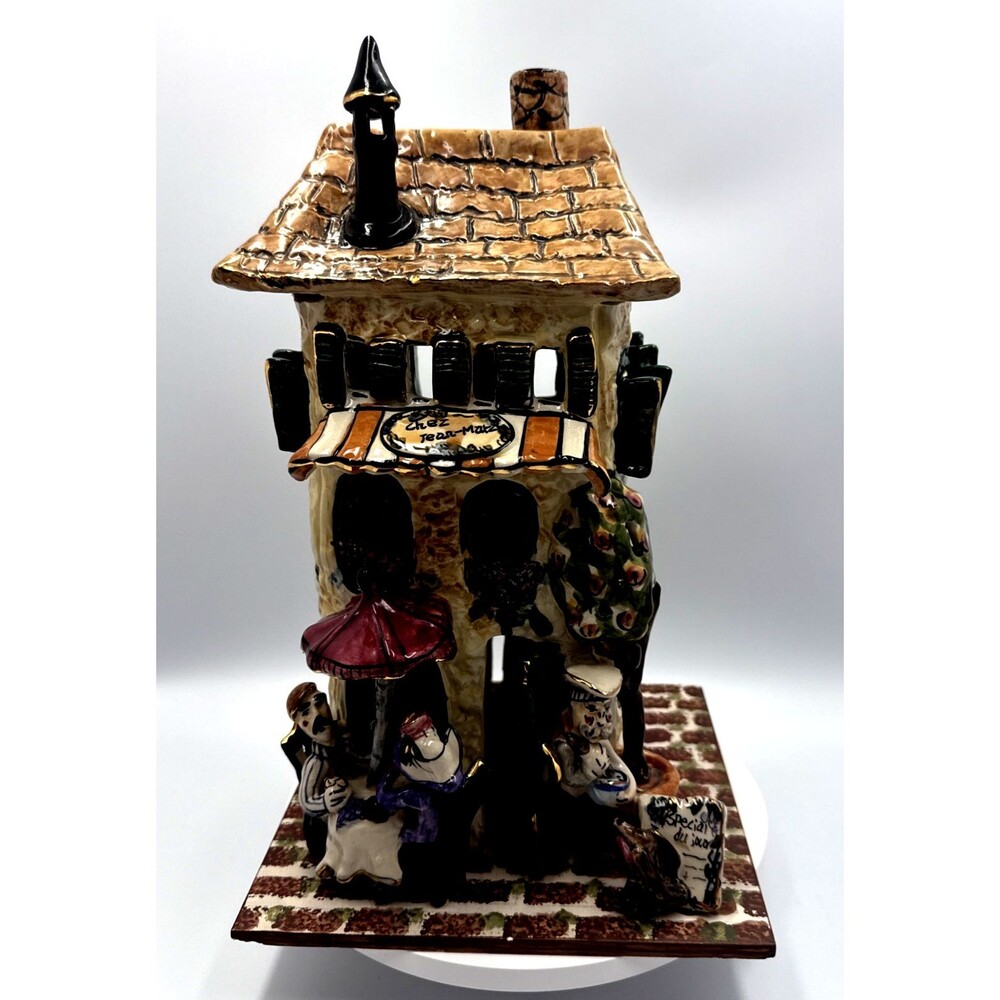 Blue Sky Clayworks French Cafe Chez Jean Marc Goldminc Vintage Tea Light House